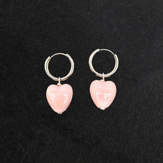 Orecchini cuore piccolo rosa chiaro
