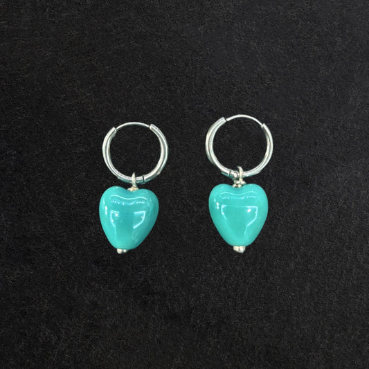 Orecchini cuore piccolo verde acqua