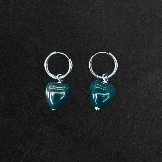 Orecchini cuore piccolo ottanio