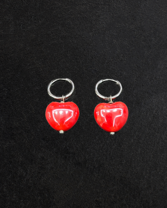 Orecchini Cuore Grande Rosso
