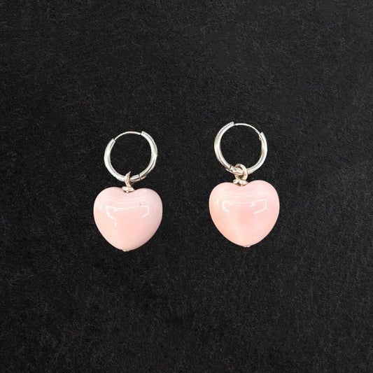 Orecchini cuore grande rosa chiaro